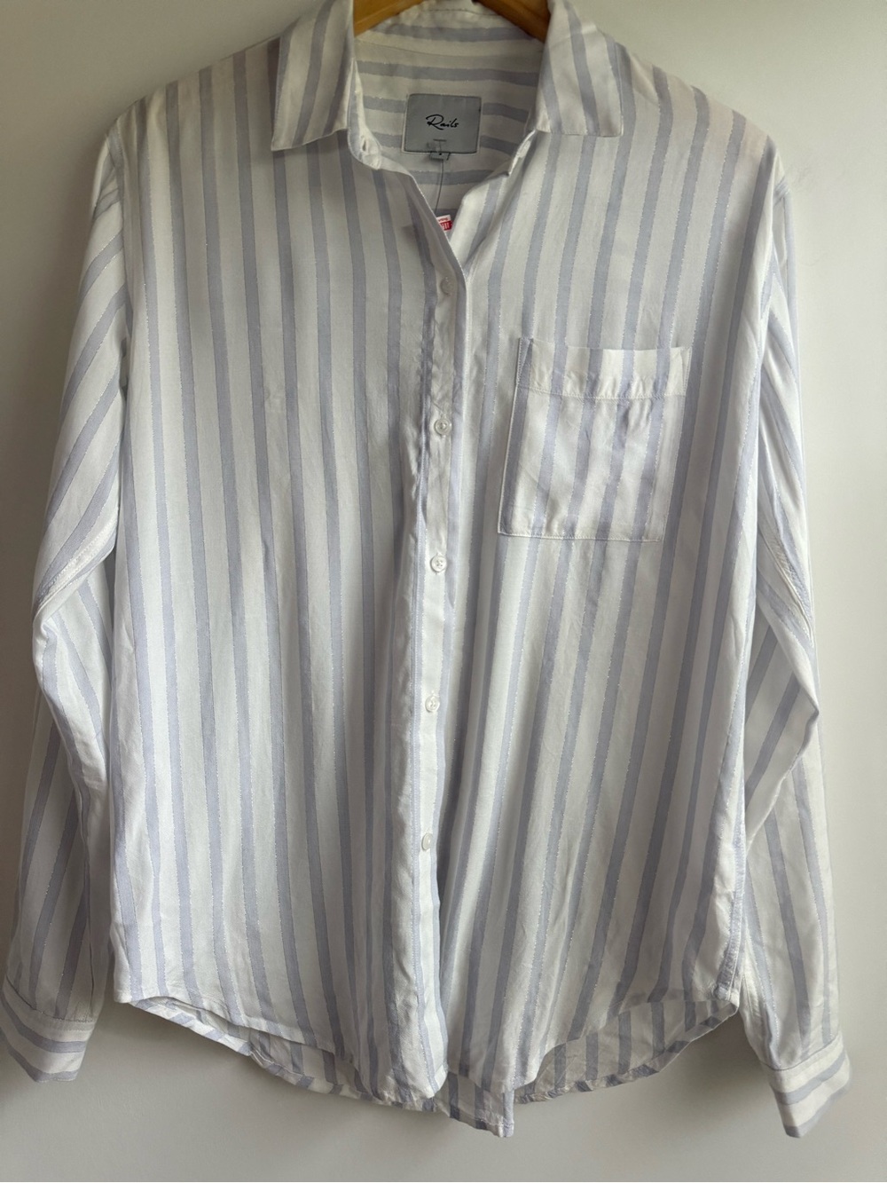 Rails Women’s Striped Button-Down Shirt - White & Light Blue
